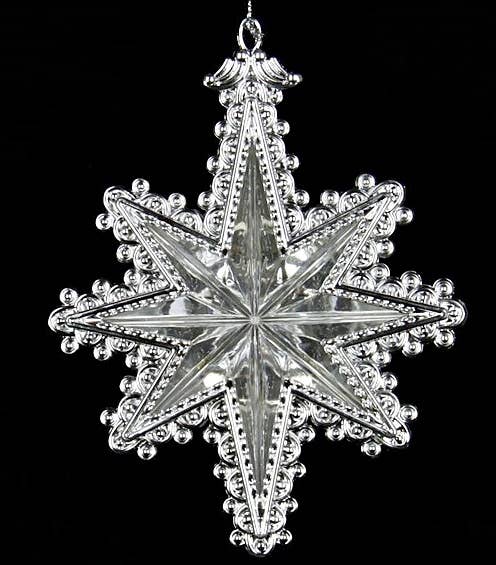 M3923 - 6in Sterling Polar Star ornament - 12/48pcs - HER Home Design Boutique